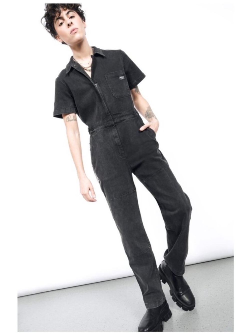 WILDFANG The Essential High Waisted Coverall Denim Jumpsuit size XS